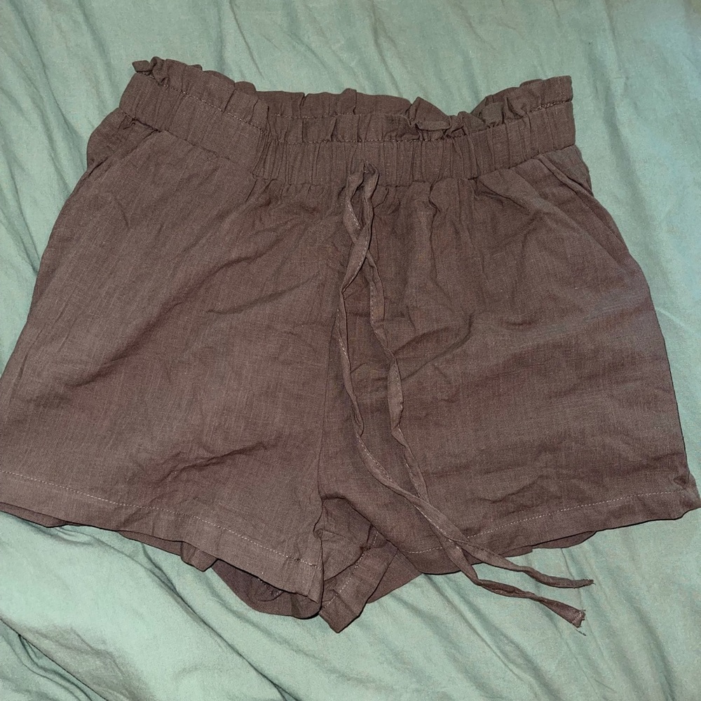 Shein flowy green paper bag shorts